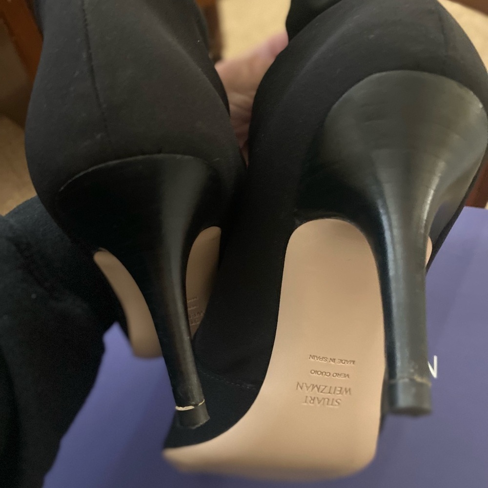 Stuart Weitzman Axiom Black Heeled Booties - Picture 11 of 11
